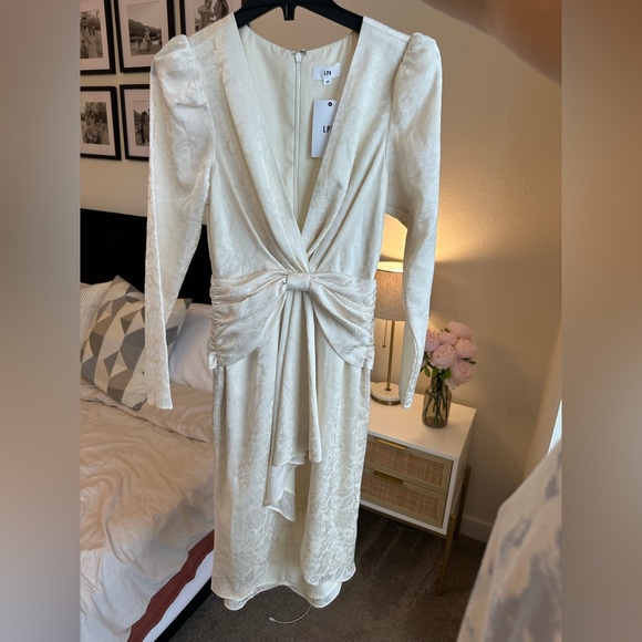 LPA Jacquard Satin Dress in Ivory - Picture 4 of 6